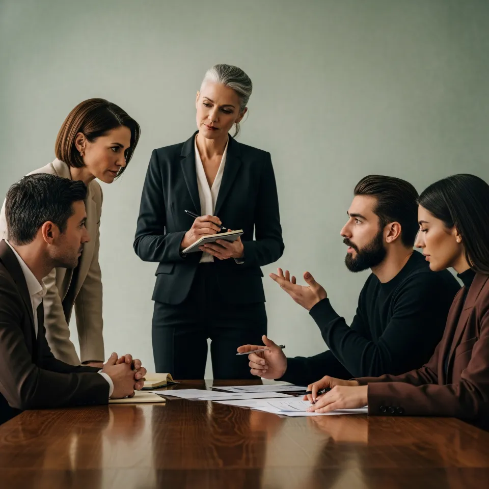 Equipe em reunião de análise competitiva
